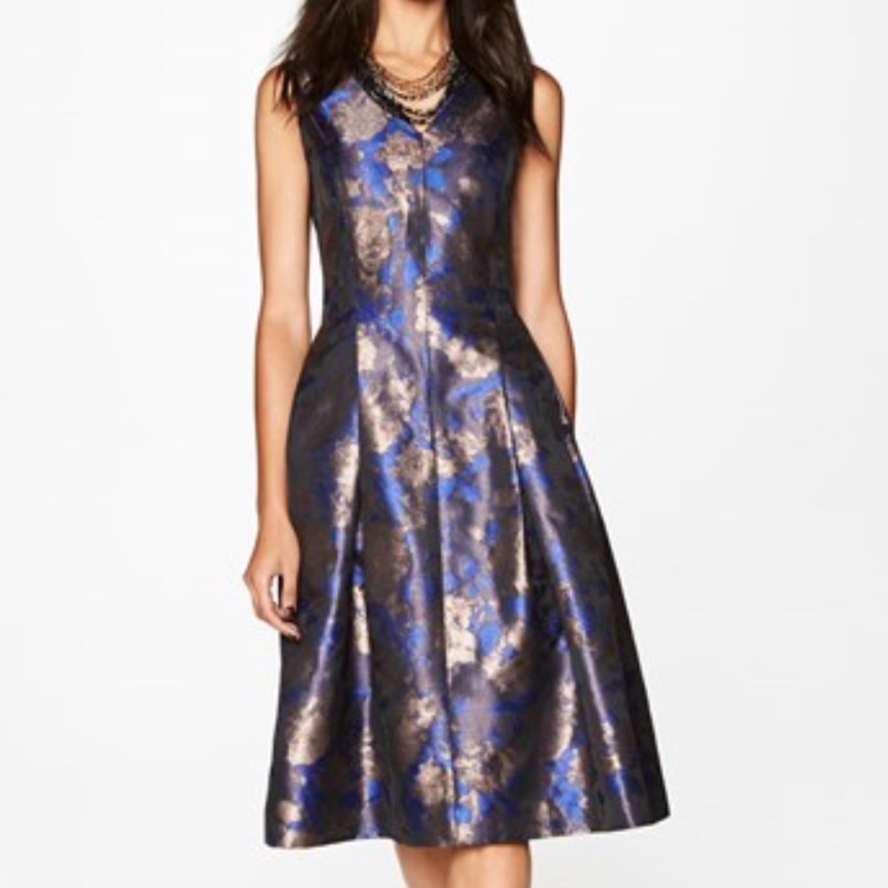 Beautiful blue and bronze gold cocktail dress